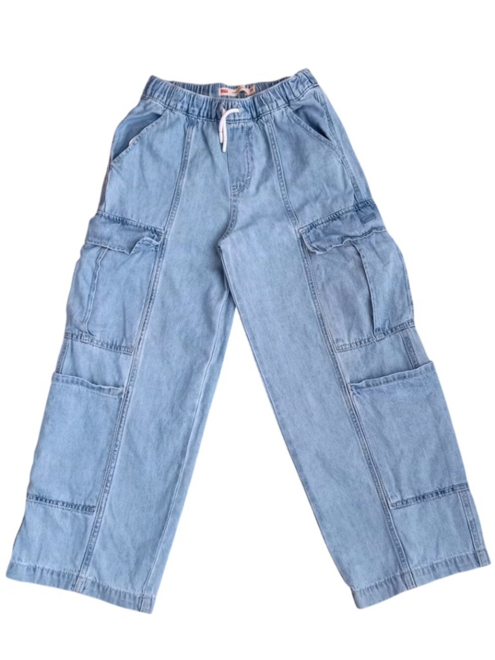 Levi’s Denim Parachute Cargo Pants - Blue Wide Leg Utility Joggers, Size M